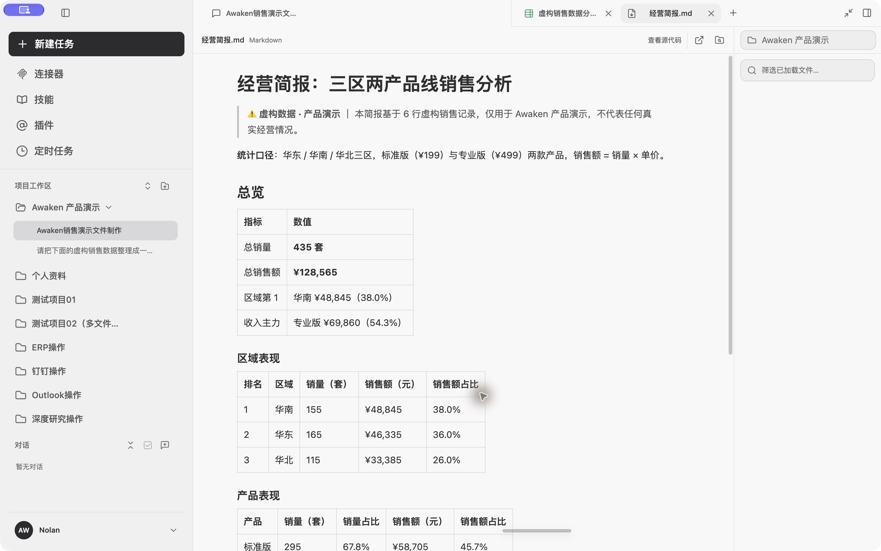 Markdown 经营简报预览