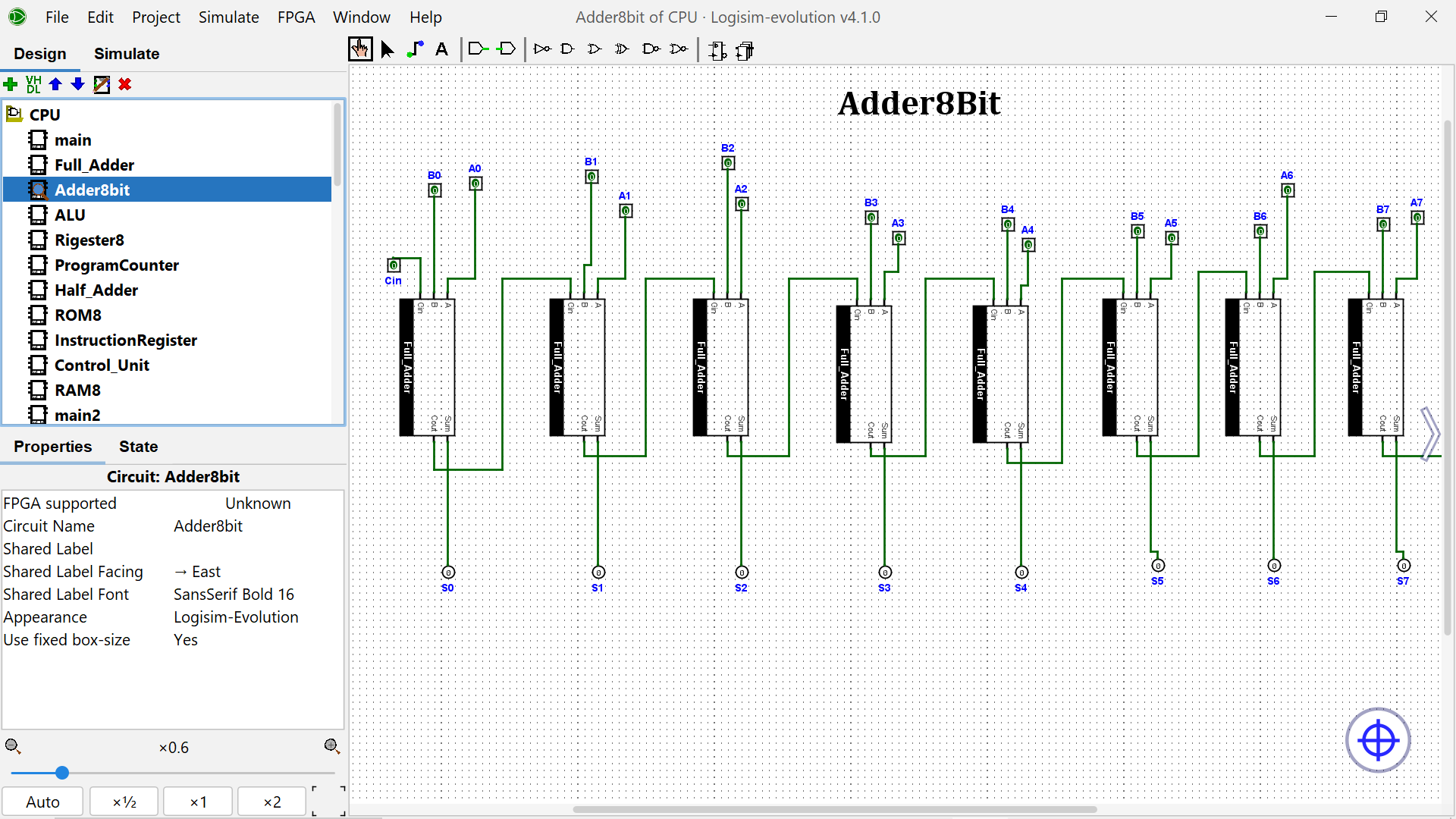 Nitro-8 8-bit Ripple Carry Adder