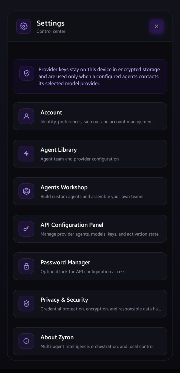 Settings Panel