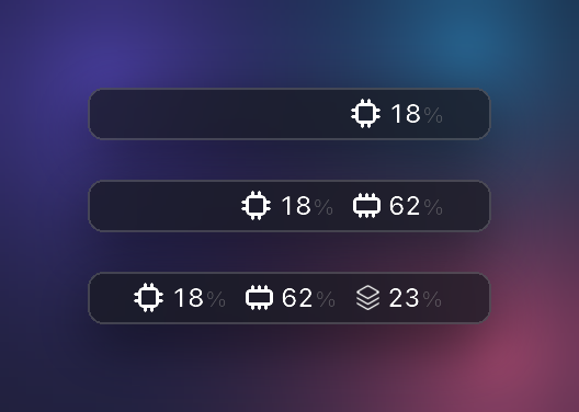 The menu bar with one reading, two, and three: CPU, then memory, then GPU