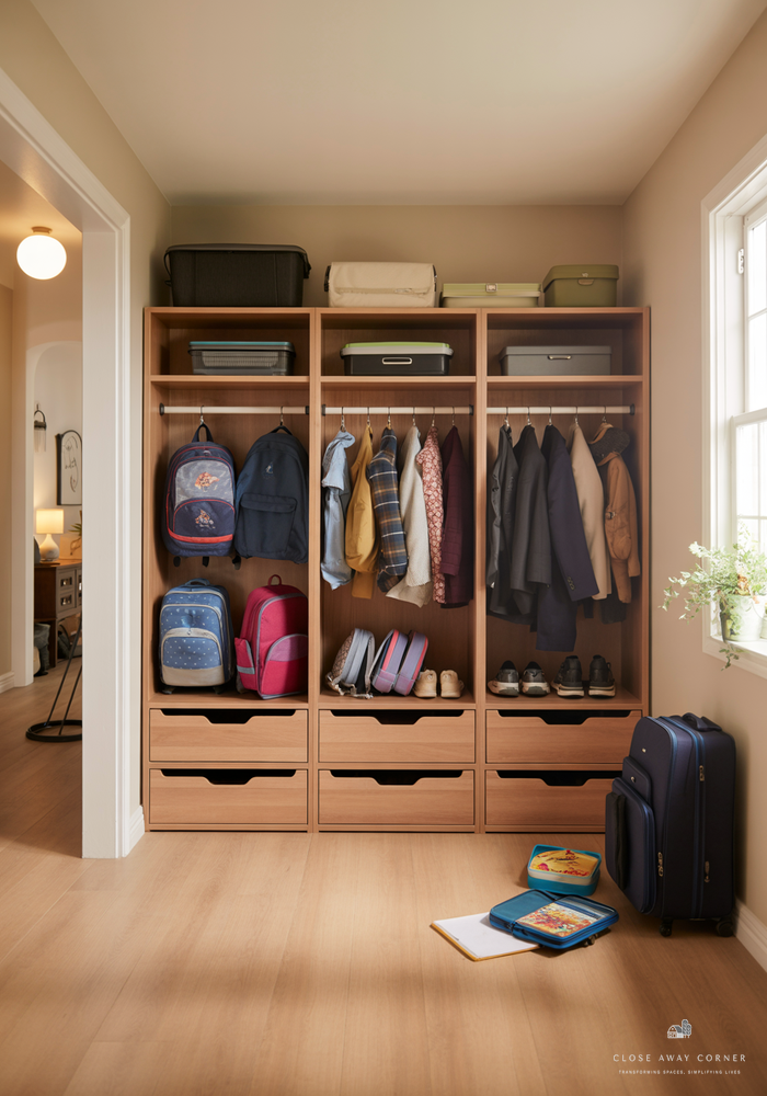 Organized drop zone for school gear
