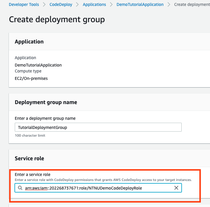 Deployment group service role