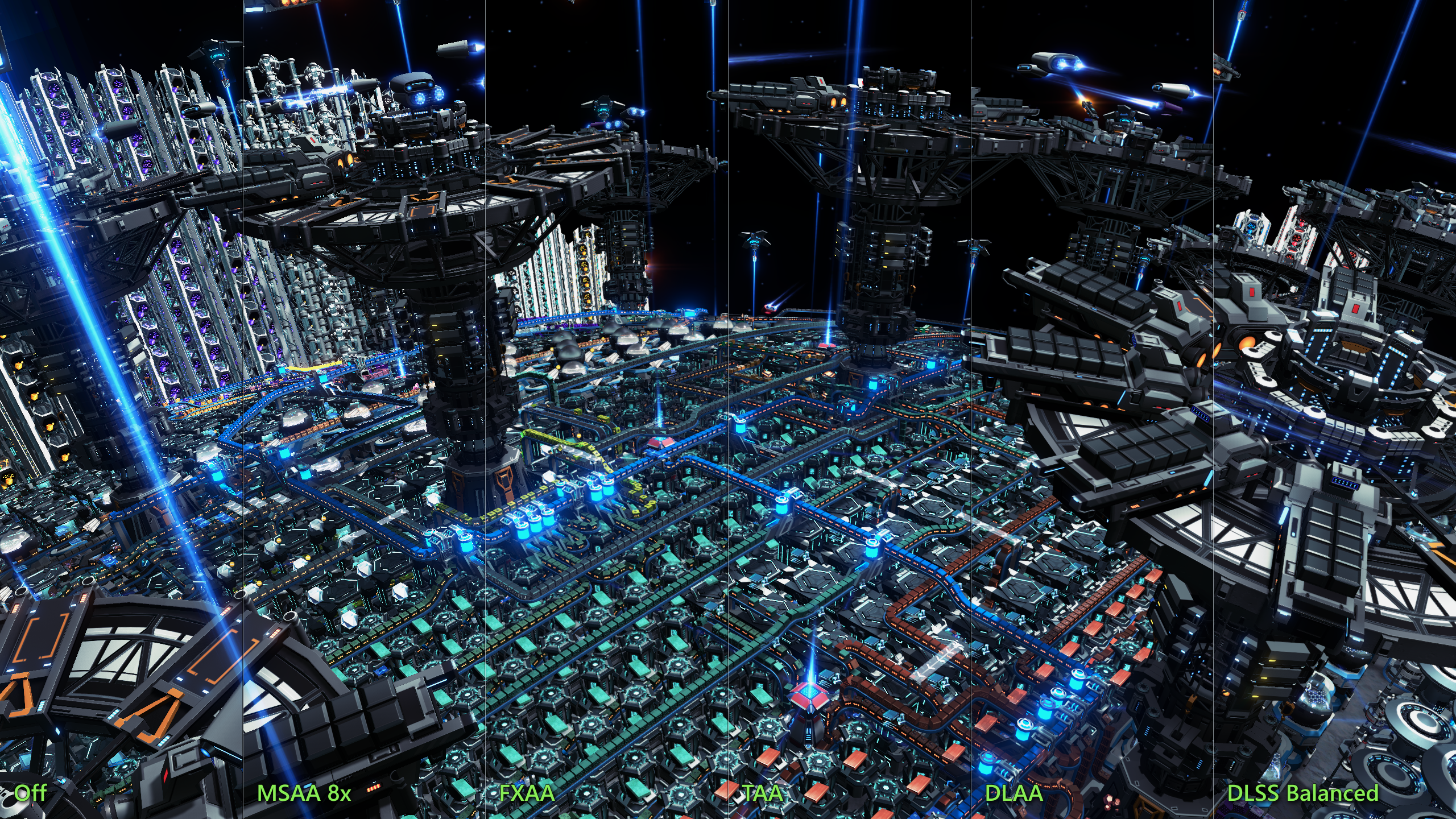 Six-way anti-aliasing and super-resolution comparison
