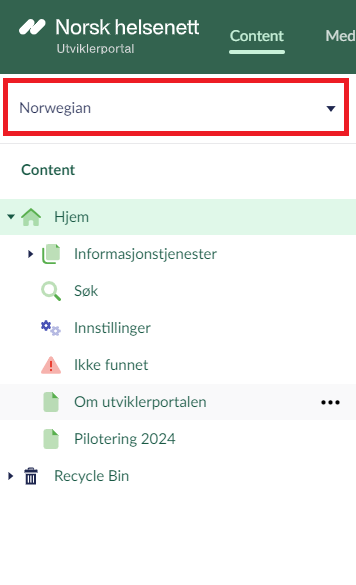 Location of the backoffice language switch