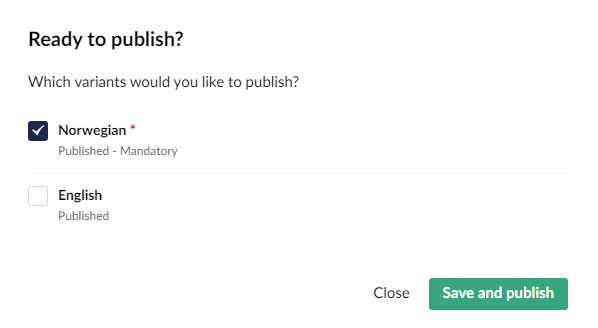 The multi-language publishing menu