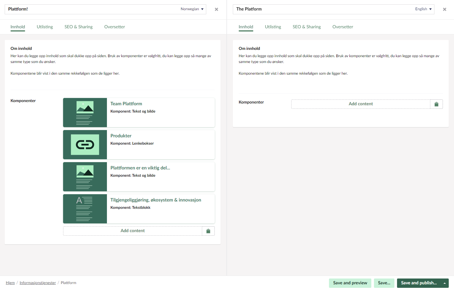 The split-view editor