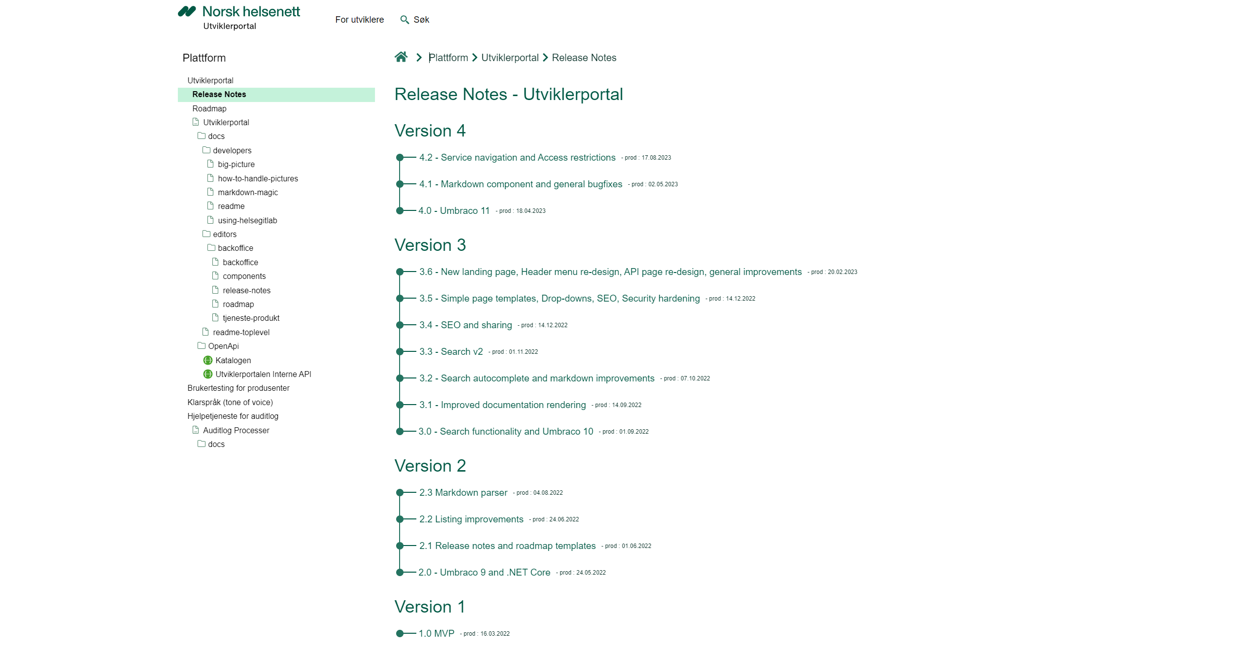 An overview of the release notes template