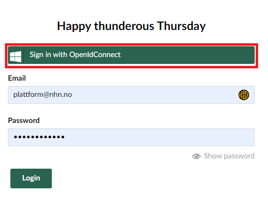 The login button