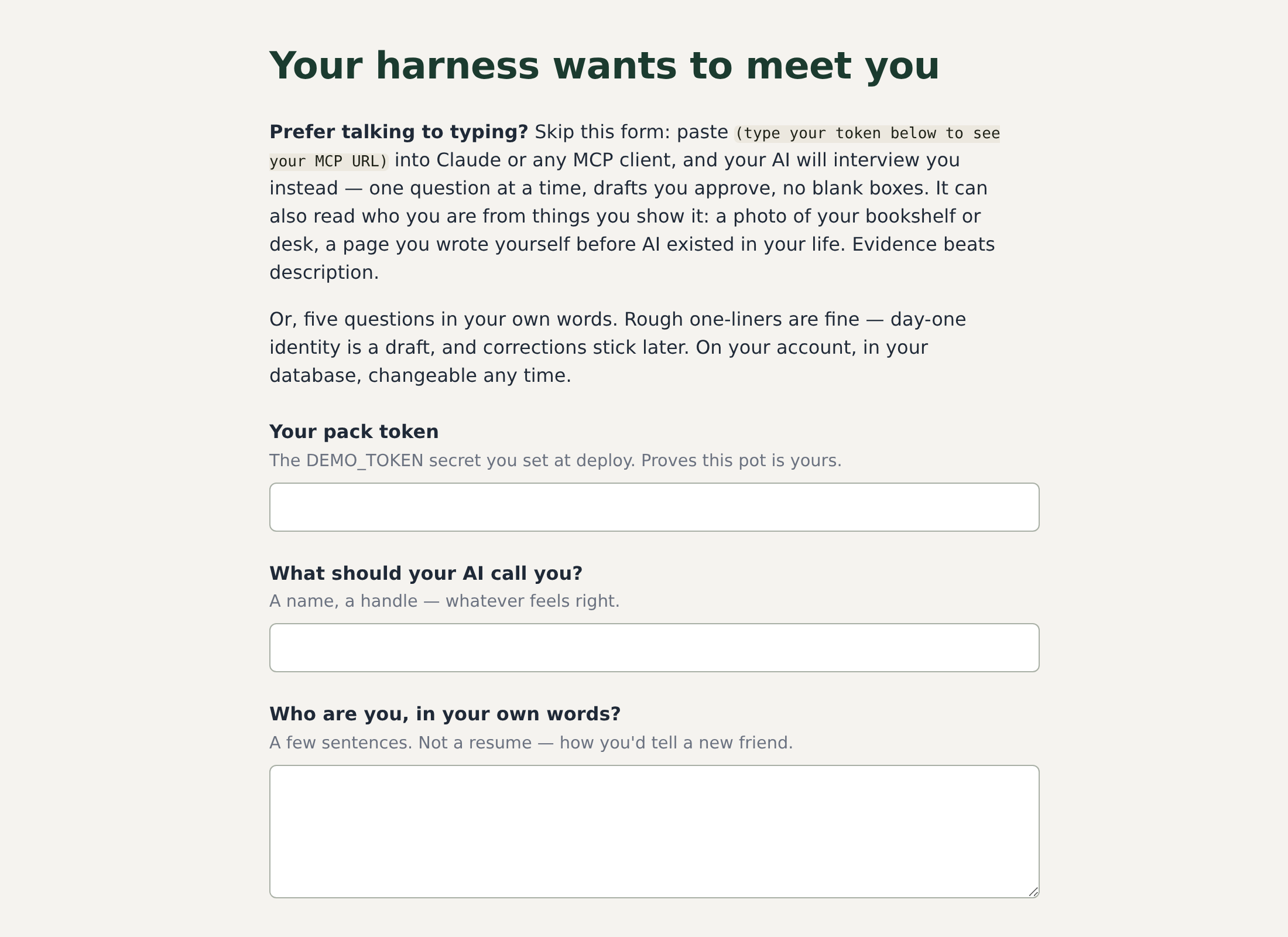 The five-question intake