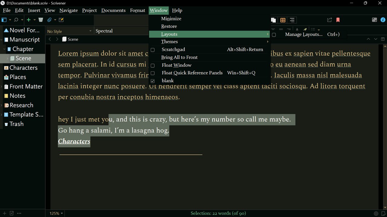 Copper Terminal theme for Scrivener