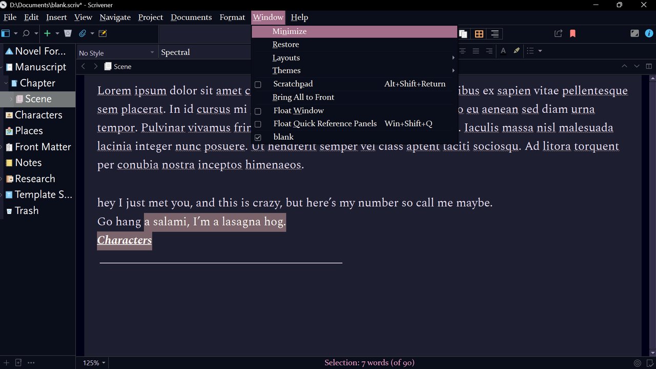 Cosmic Nebula theme for Scrivener