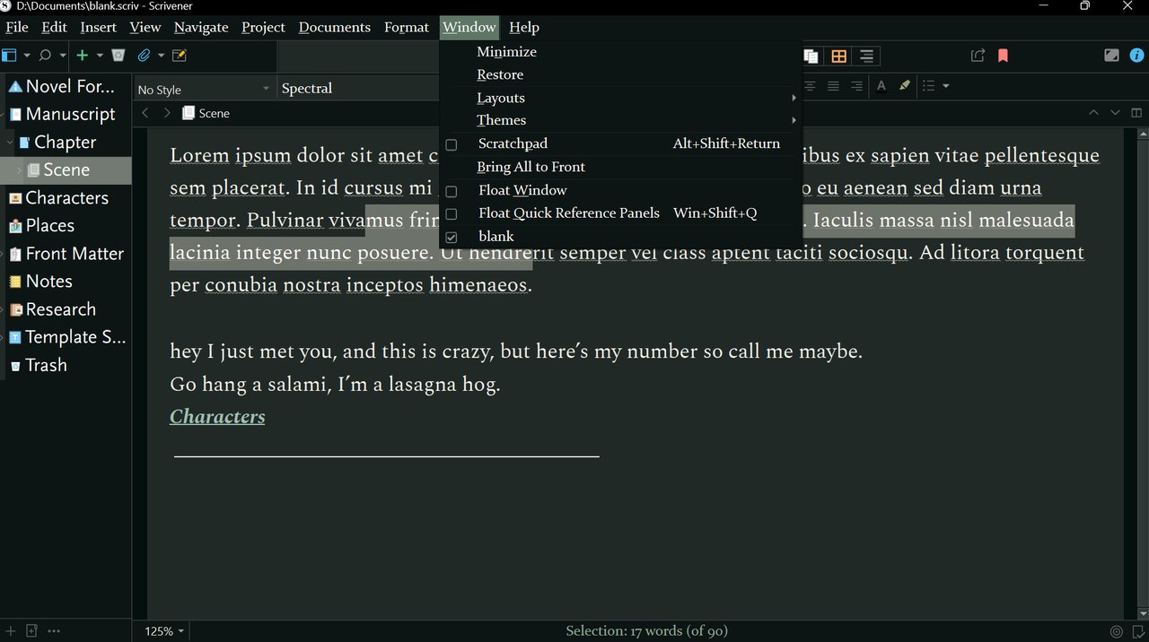 Moonlit Grove theme for Scrivener