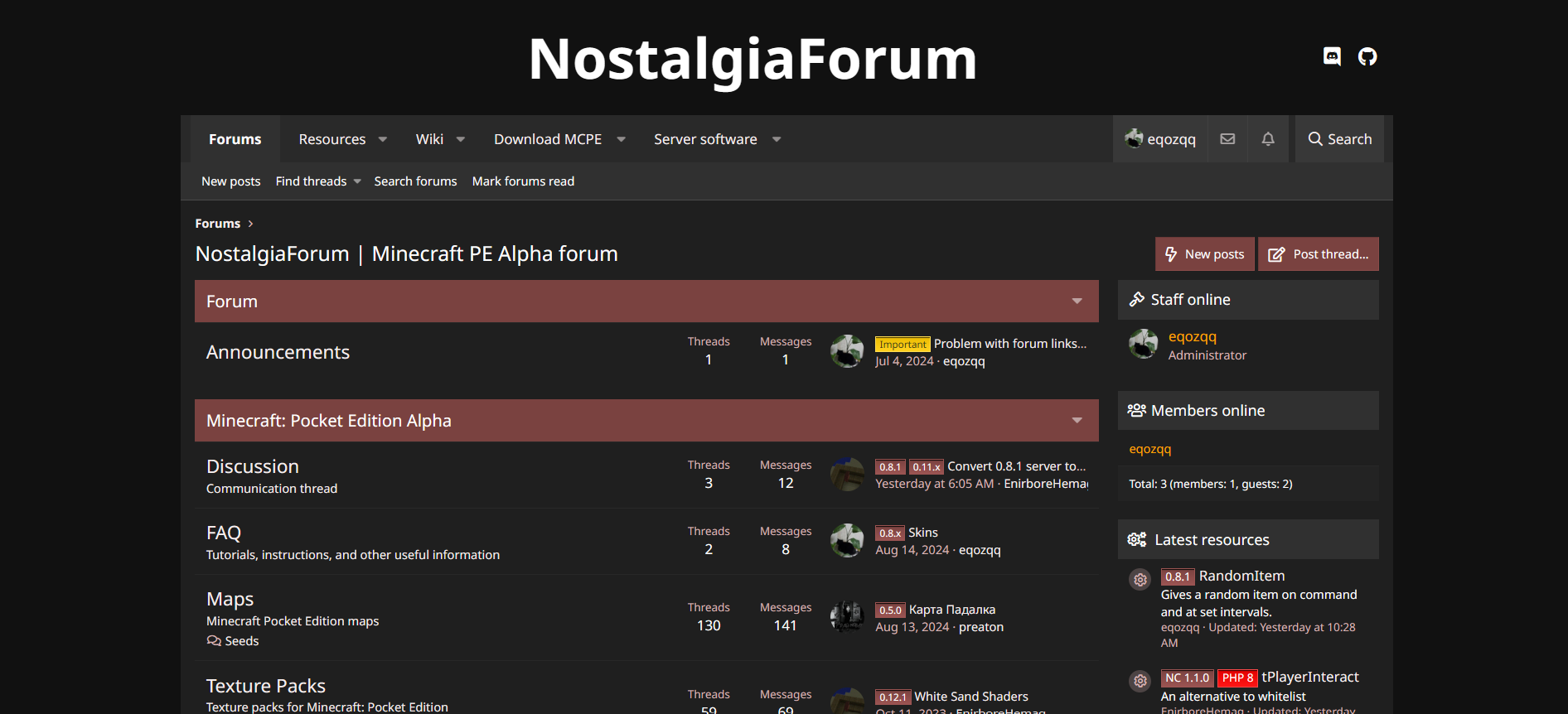 GitHub - NostalgiaForum/NostalgiaForum: Minecraft PE Alpha forum · GitHub