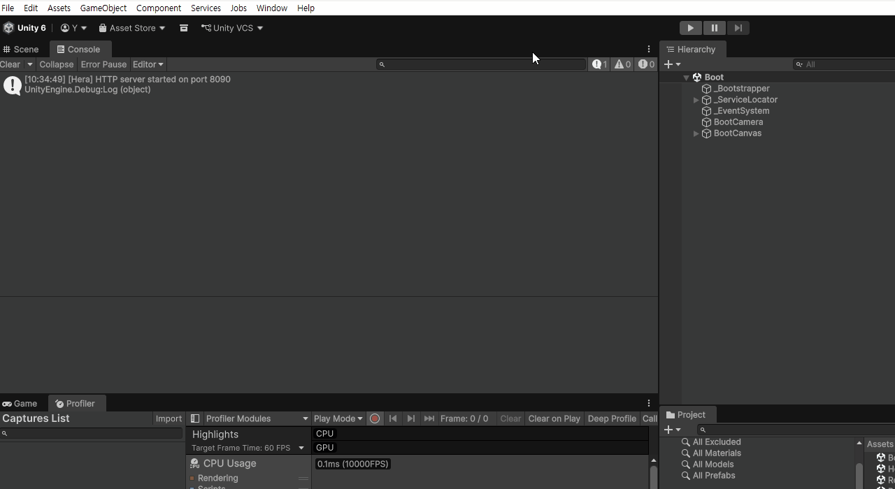 hera-agent status with connected Unity