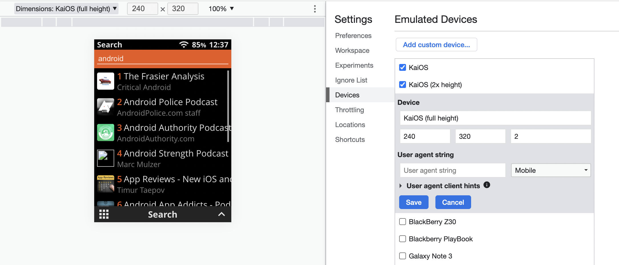Chrome Emulated Device