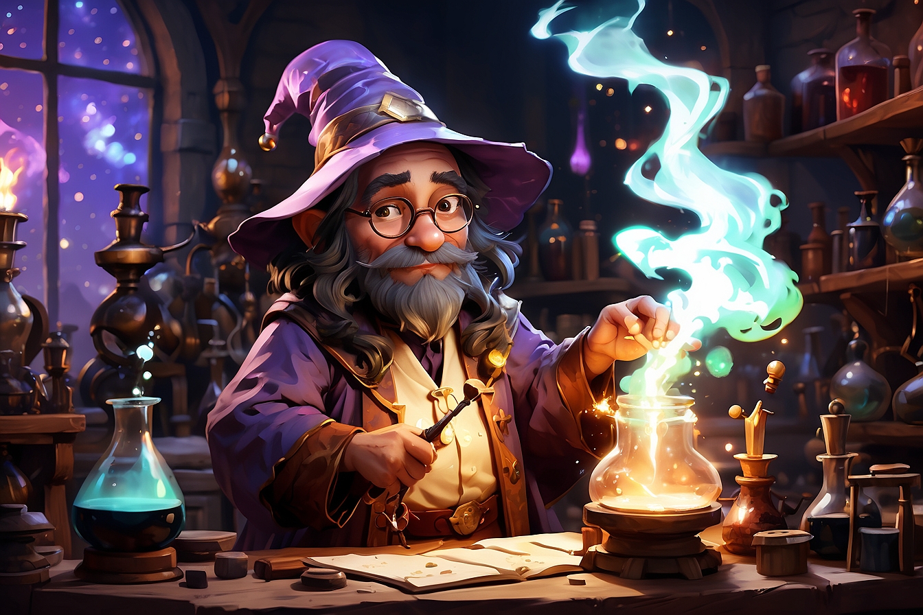 A wizard experimenting - Leonardo AI