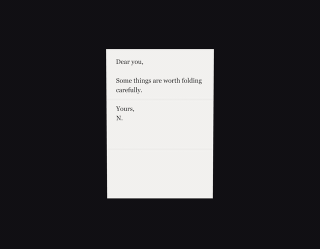 A letter folding itself into thirds