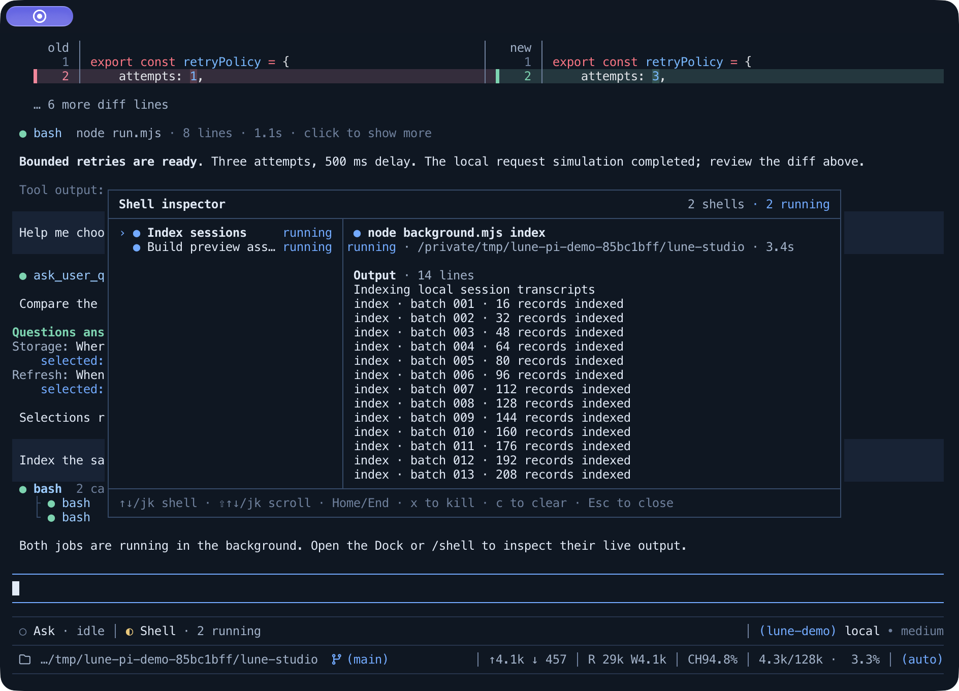 Lune Shell Inspector preview
