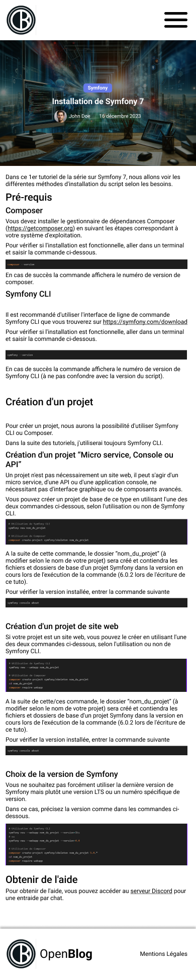 Page d'un article Mobile