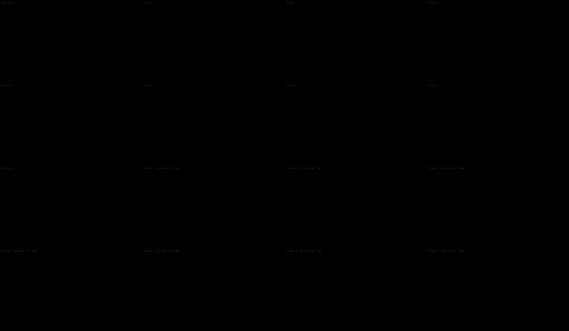 Canine Logic Moviola Tessersect โ 29.6 seconds as 167 collages of 16 instants, 65,525 bytes