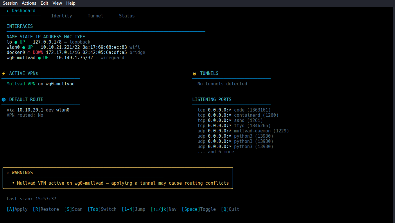 New dashboard showing active connections for ease of management