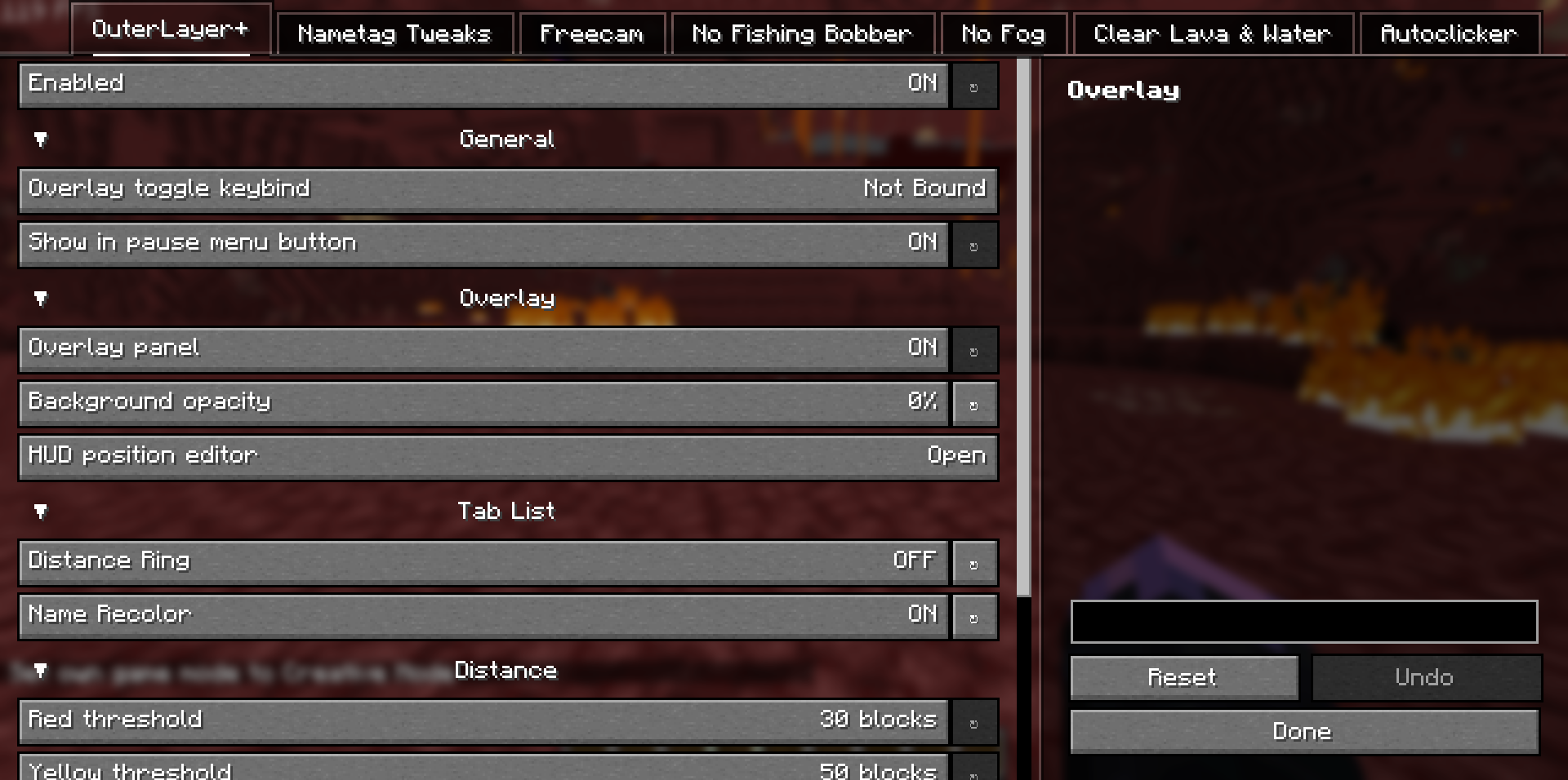 Null Tweaks settings screen