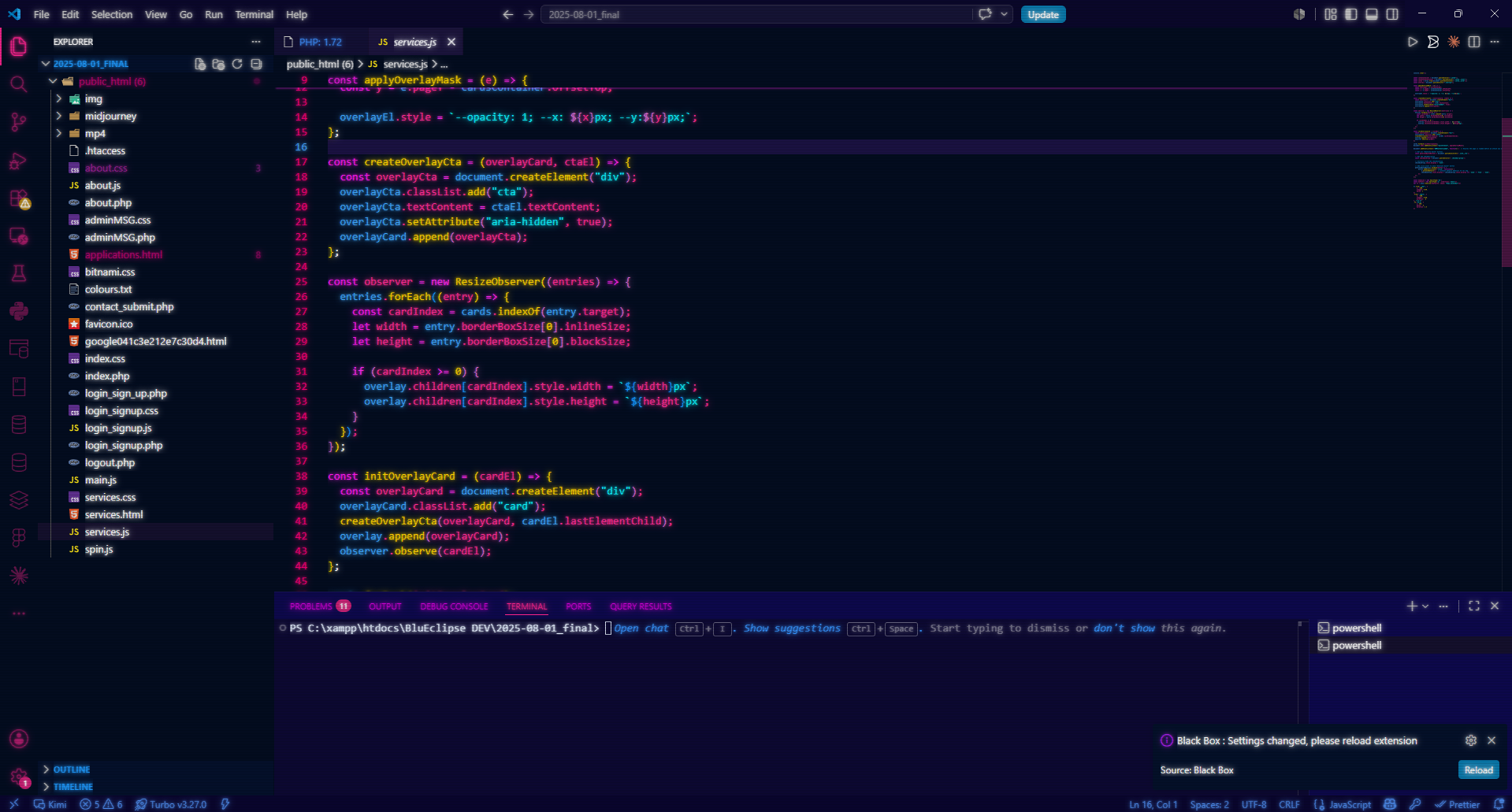 The same effect over two different color themes