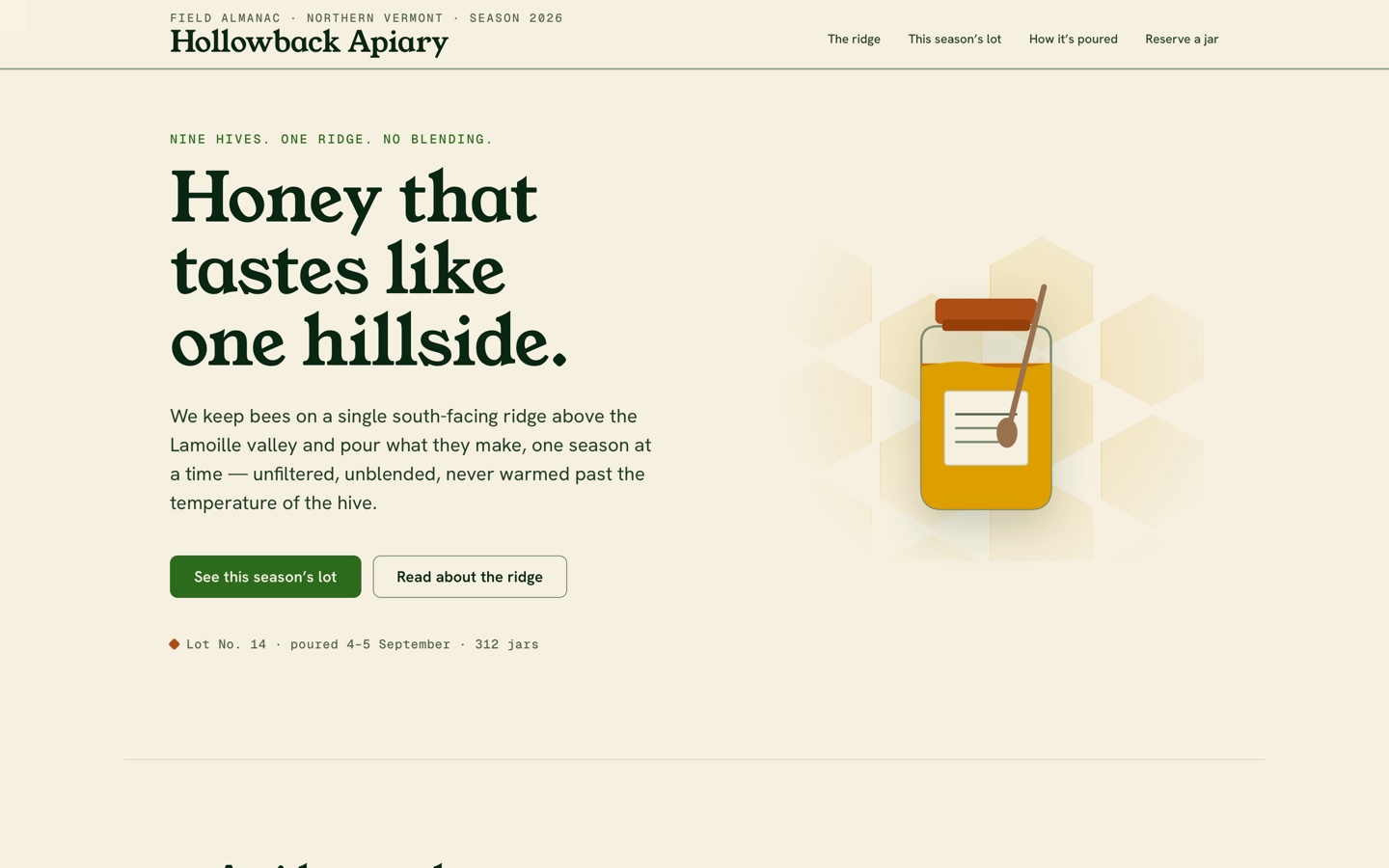 Hollowback Apiary honey farm hero