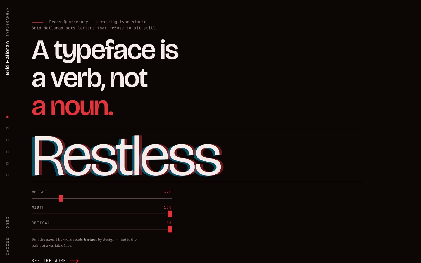 Press Quaternary type studio hero