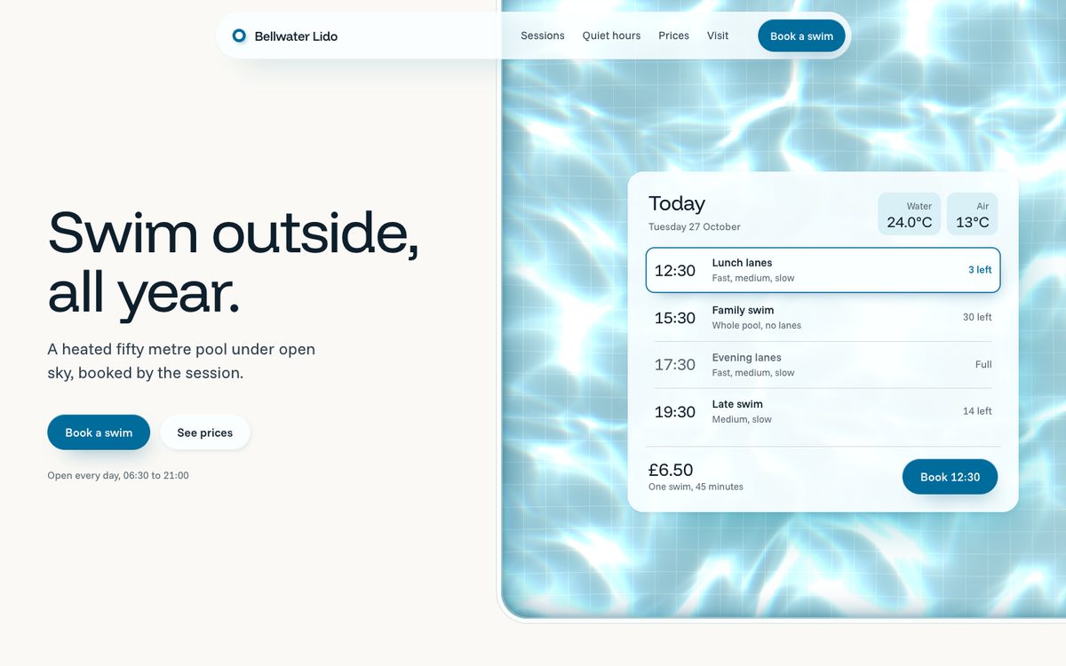Refract theme: Bellwater Lido, an outdoor pool