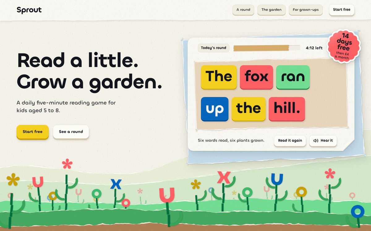 Hum theme: Sprout, a reading game for kids