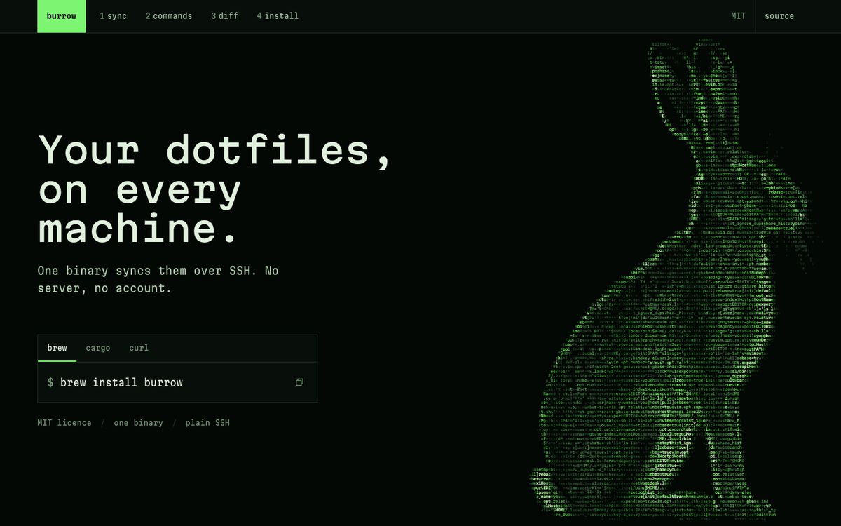 Terminal theme: burrow, a dotfiles CLI