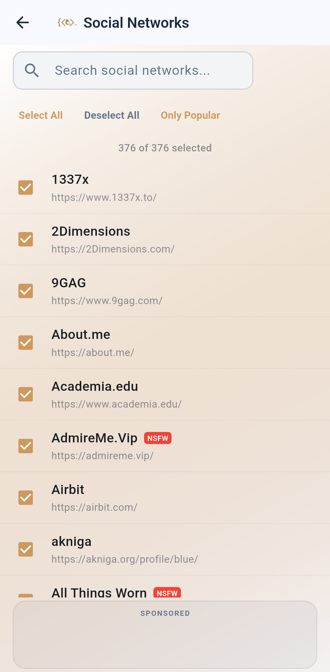 Social Network Selection