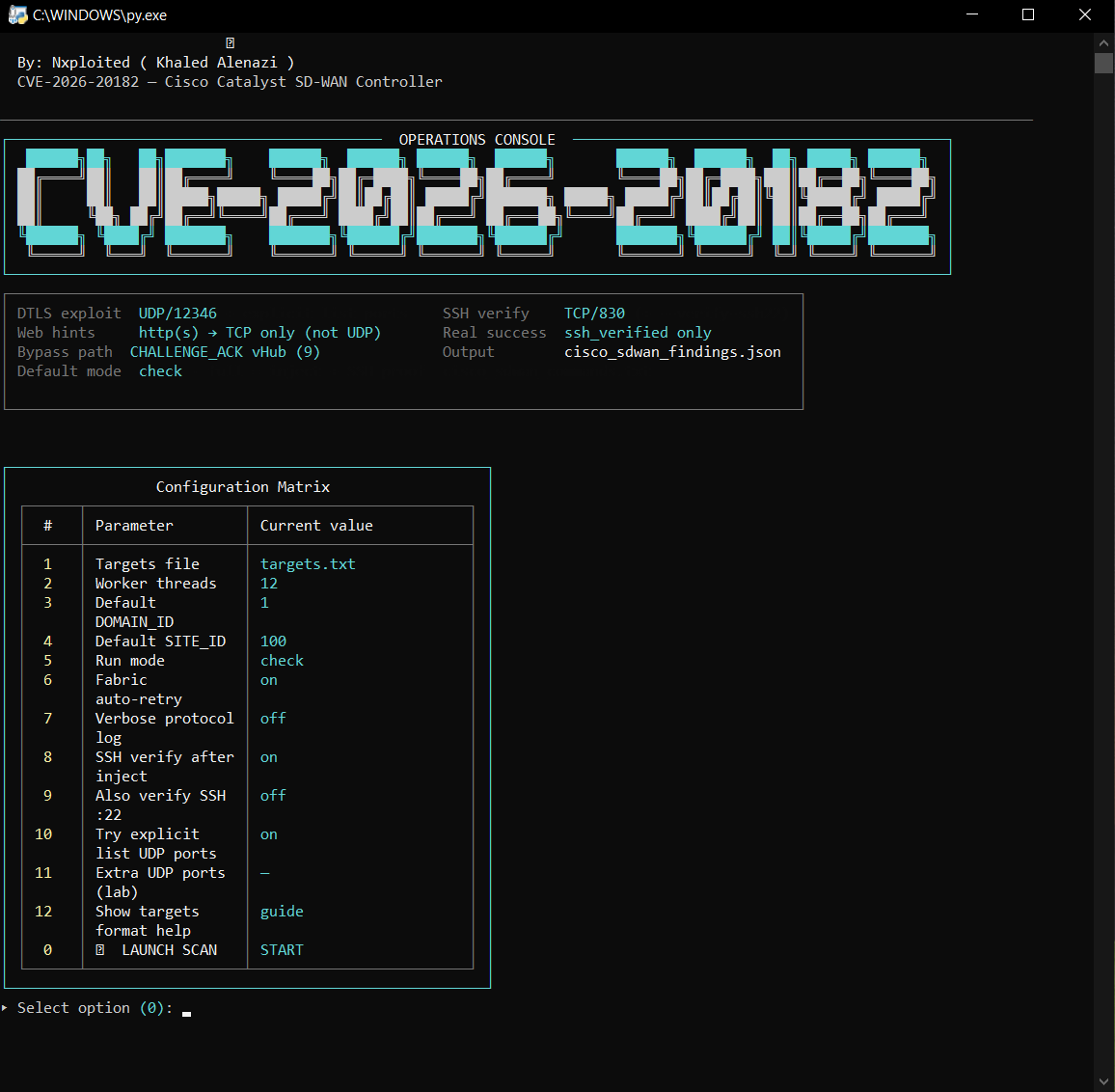 Consola de operaciones de CVE-2026-20182