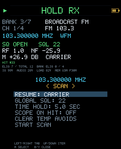 3DS-SDR scan menu