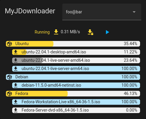 MyJDownloader Card compact