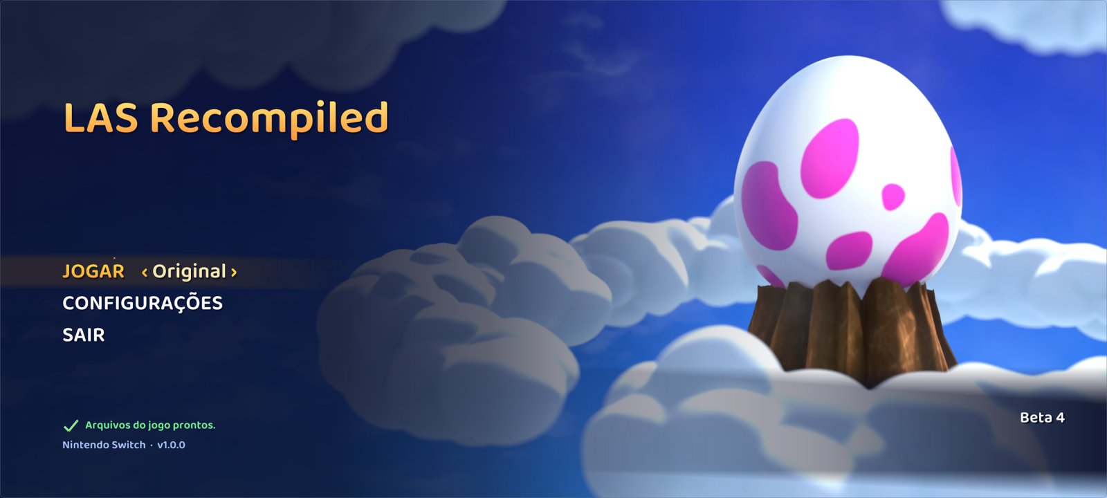Tela inicial do LAS Recomp para Android com configuração do jogo no celular