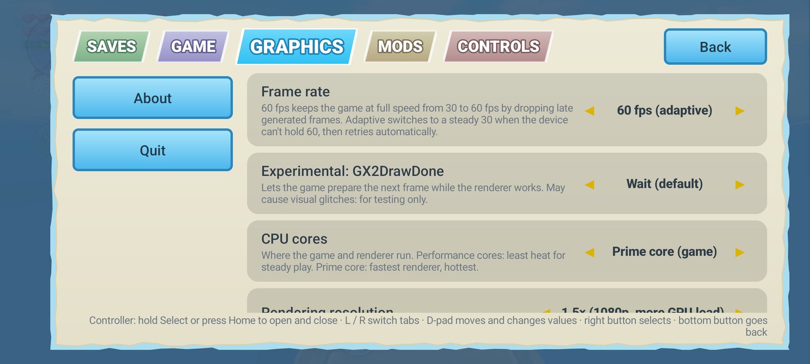 Graphics settings