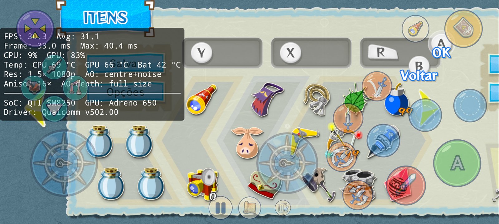 Item menu in widescreen