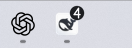 Real Windows taskbar showing the DSH native badge 4