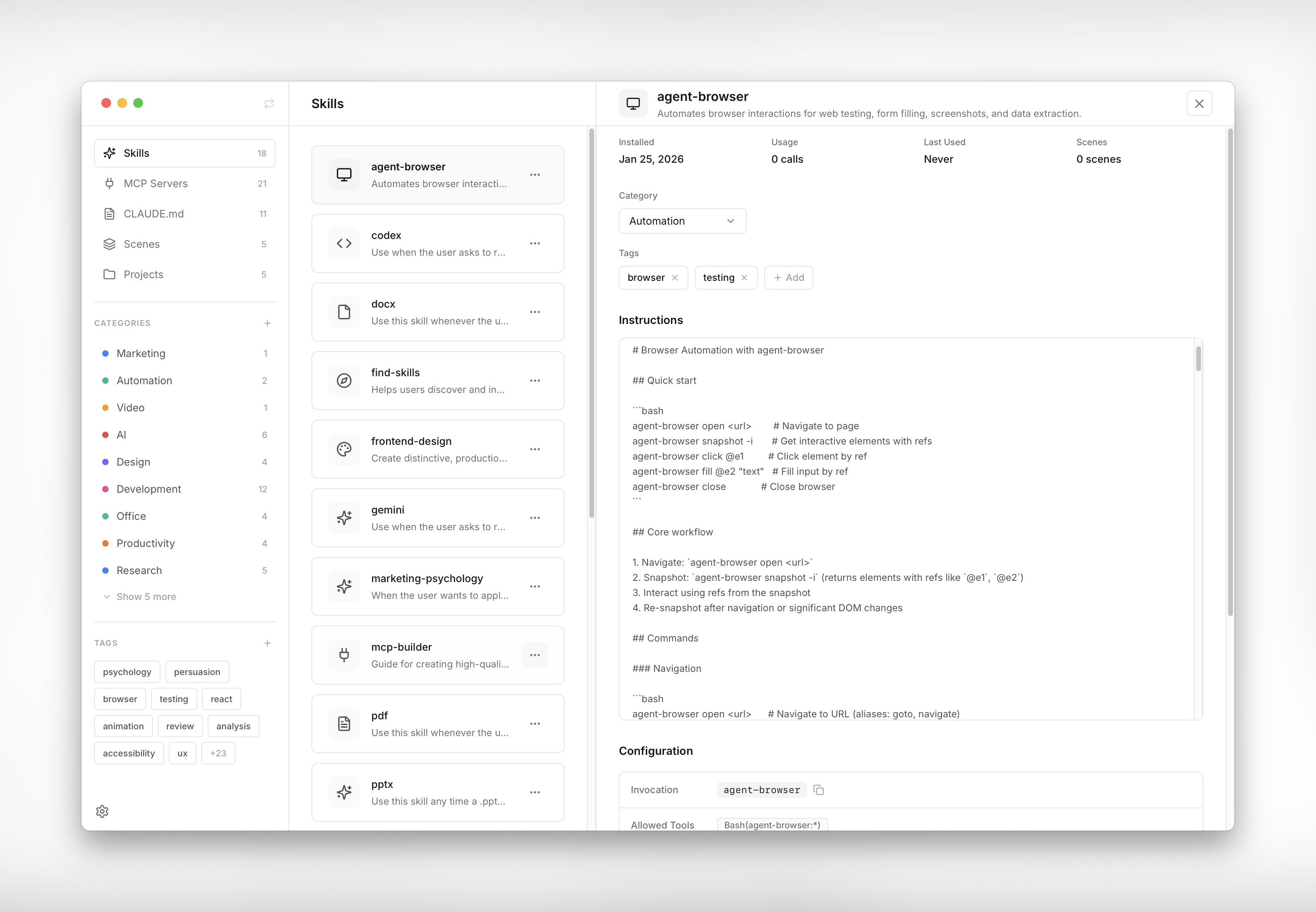 Ensemble - Skills Management with Detail Panel