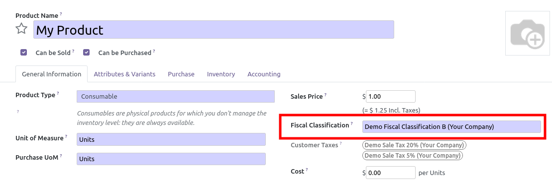 product template form