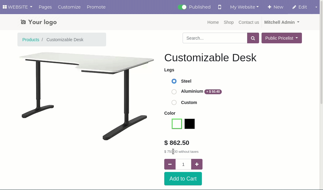 Product details page features showcase