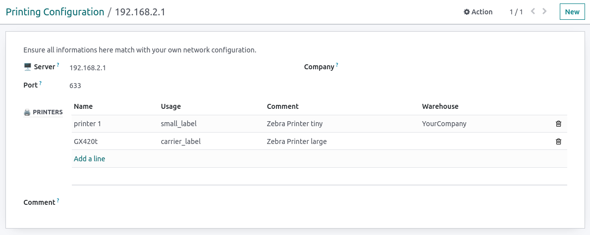 Print configuration in Odoo