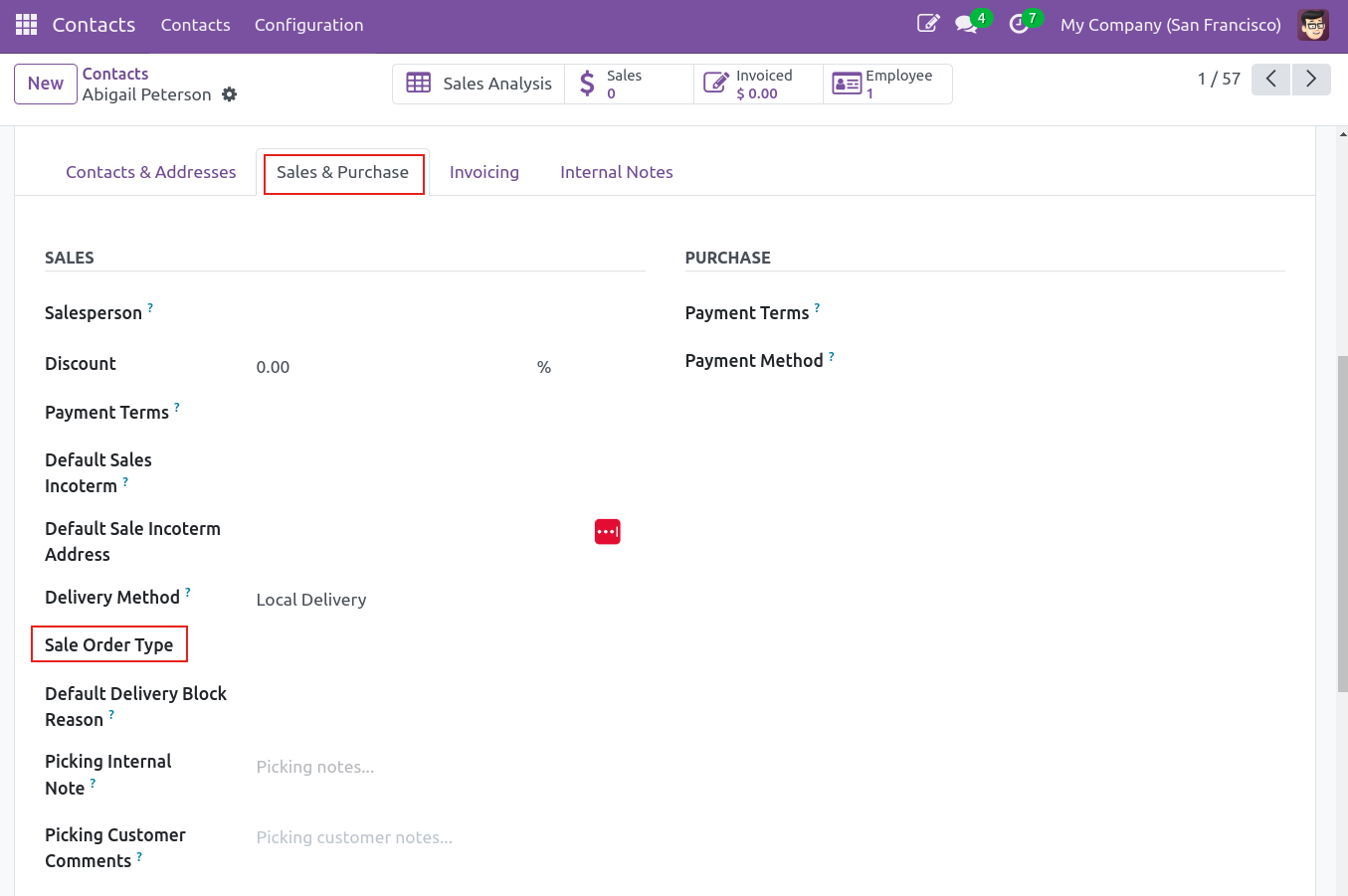 Setting the sale type on a partner