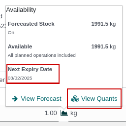 Qty at Date Widget with Expiry Date and Quant Button