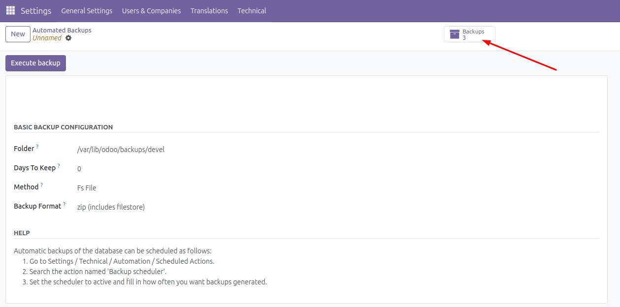 Backup Configuration Form