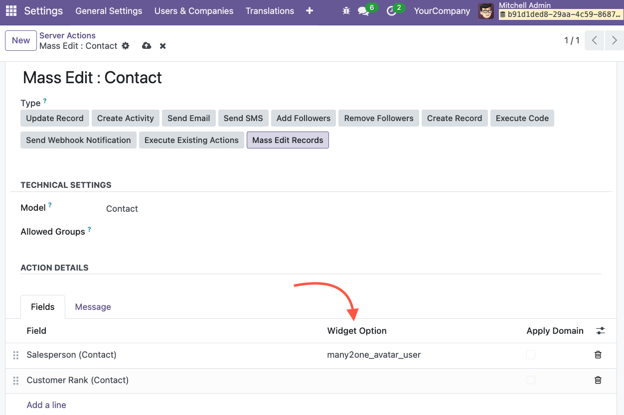OCA Mass Editing Widget