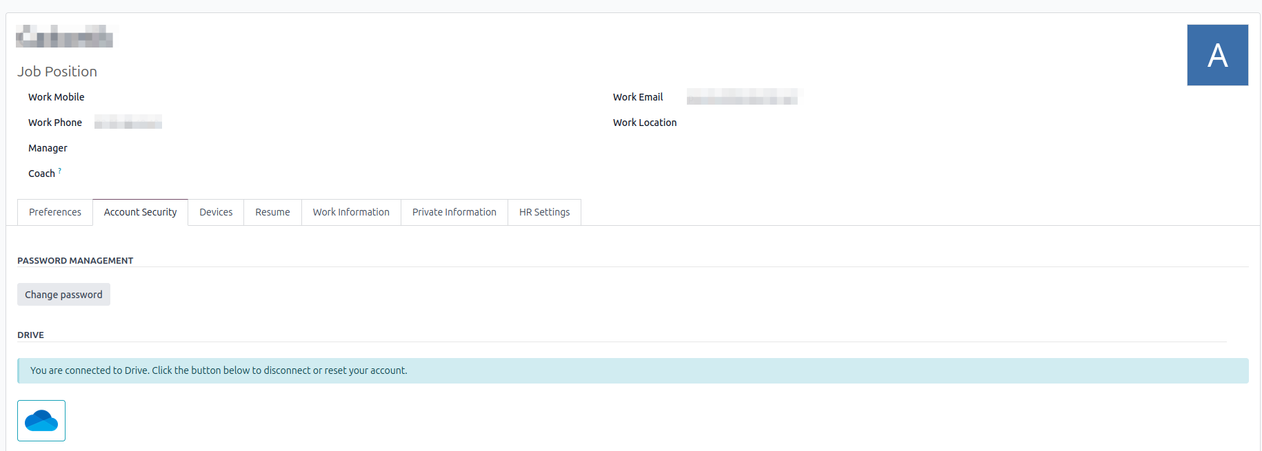 Test connexion from odoo profile