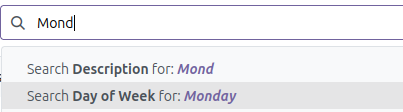 Search by day of week